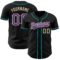 Custom Black Purple Cream-Teal Authentic Baseball Jersey