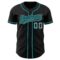 Custom Black Gray-Teal Authentic Baseball Jersey