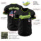 Custom Black USA Flag Neon Green-White Authentic Baseball Jersey
