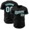 Custom Black White-Teal Authentic Baseball Jersey