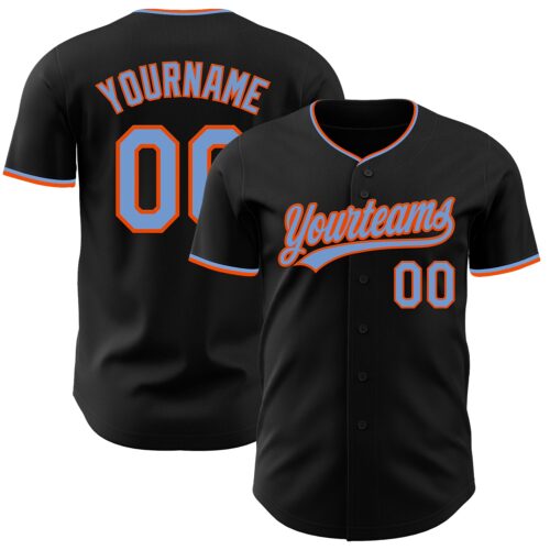 Black3158 Custom Black Powder Blue-Orange Authentic Baseball Jersey