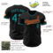Custom Black Teal-Orange Authentic Baseball Jersey