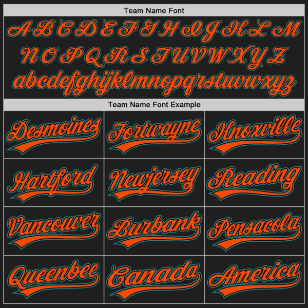 Custom Black Teal-Orange Authentic Baseball Jersey