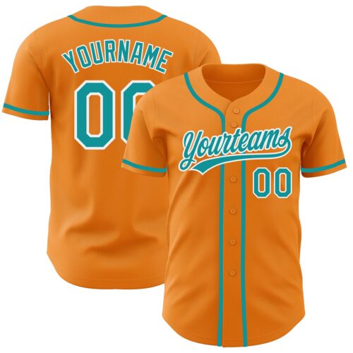 BlazeOrange0008_f8badd71-5bc9-42fd-9a49-f66a4861aed2 Custom Bay Orange Teal-White Authentic Baseball Jersey