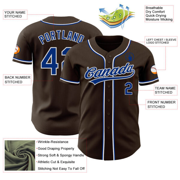 Custom Brown Royal-White Authentic Baseball Jersey