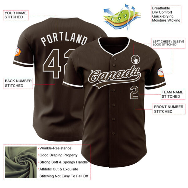 Custom Brown-White Authentic Baseball Jersey