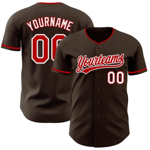 Brown0229 Custom Brown Red-White Authentic Baseball Jersey