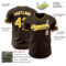 Custom Brown Yellow-White Authentic Baseball Jersey