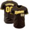 Custom Brown Yellow-White Authentic Baseball Jersey