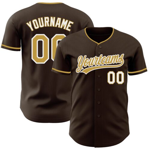Brown0232 Custom Brown Old Gold-White Authentic Baseball Jersey