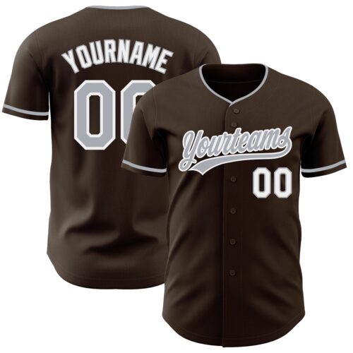 Brown0233 Custom Brown Gray-White Authentic Baseball Jersey