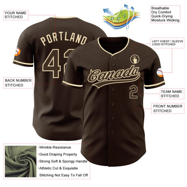 Custom Brown-Cream Authentic Baseball Jersey