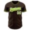 Custom Brown Neon Green-White Authentic Baseball Jersey