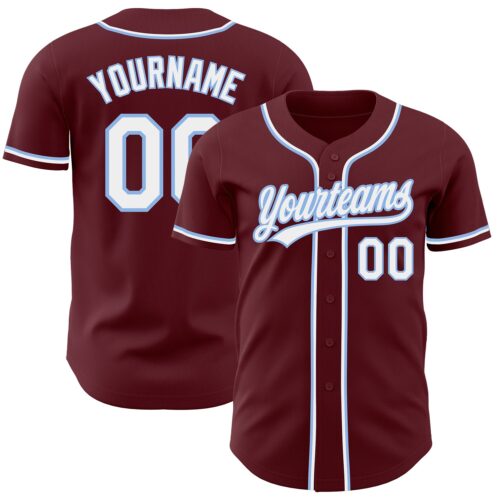 Burgundy0081_f19a5904-7aa6-48a3-aeb1-e9df5bf659a8 Custom Burgundy White-Light Blue Authentic Baseball Jersey
