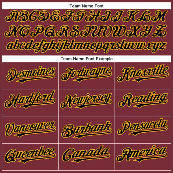 Custom Burgundy Black-Gold Authentic Baseball Jersey