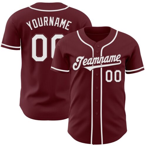 Burgundy0157 Custom Burgundy White Authentic Baseball Jersey