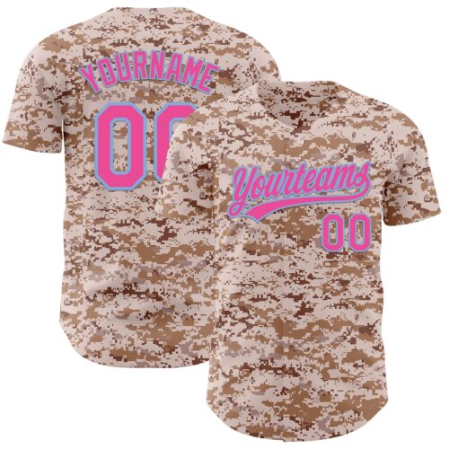 Camo0349 Custom Camo Pink-Light Blue Authentic Salute To Service Baseball Jersey