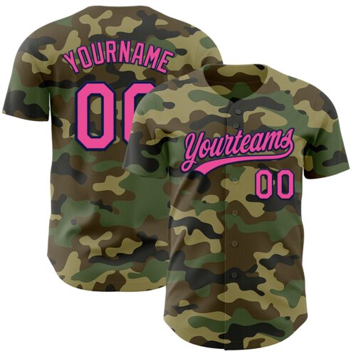Camo0350 Custom Camo Pink-Navy Authentic Salute To Service Baseball Jersey