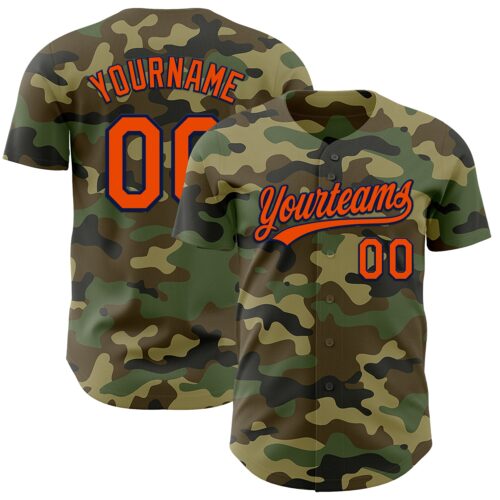 Camo0351 Custom Camo Orange-Navy Authentic Salute To Service Baseball Jersey