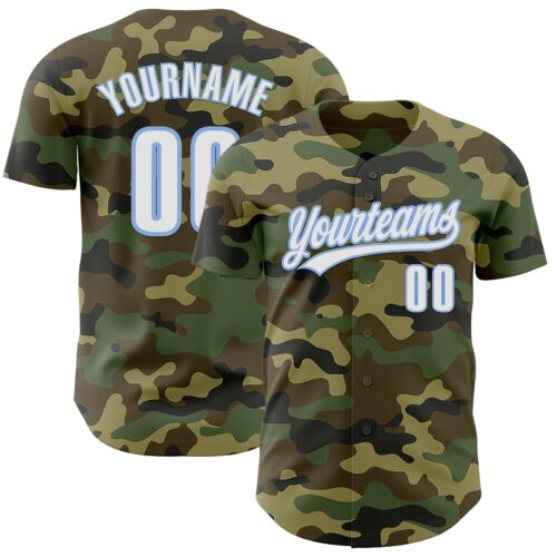 Camo0352 Custom Camo White-Light Blue Authentic Salute To Service Baseball Jersey