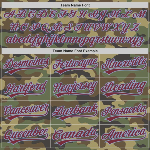 Custom Camo Burgundy-Light Blue Authentic Salute To Service Baseball Jersey