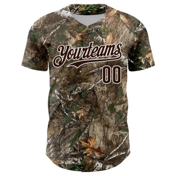 Custom Camo Brown-White Woodland Forest Camouflage Authentic Salute To Service Baseball Jersey