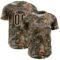 Custom Camo Brown-White Woodland Forest Camouflage Authentic Salute To Service Baseball Jersey