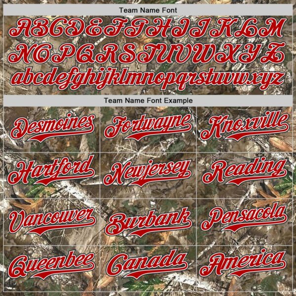 Custom Camo Red White-Black Woodland Forest Camouflage Authentic Salute To Service Baseball Jersey