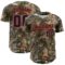Custom Camo Navy-Orange Woodland Forest Camouflage Authentic Salute To Service Baseball Jersey