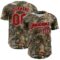 Custom Camo Red Black-White Woodland Forest Camouflage Authentic Salute To Service Baseball Jersey