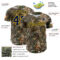 Custom Camo Navy-Yellow Woodland Forest Camouflage Authentic Salute To Service Baseball Jersey