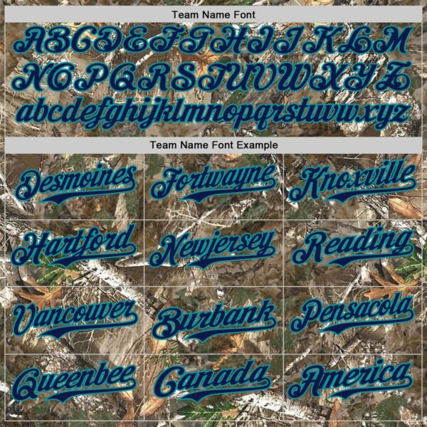 Custom Camo Navy-Teal Woodland Forest Camouflage Authentic Salute To Service Baseball Jersey