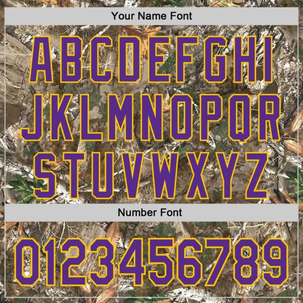 Custom Camo Purple-Yellow Woodland Forest Camouflage Authentic Salute To Service Baseball Jersey