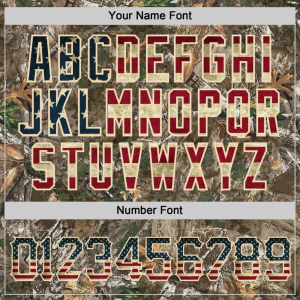 Custom Camo Vintage USA Flag-Cream Woodland Forest Camouflage Authentic Salute To Service Baseball Jersey