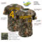 Custom Camo Gold-Black Woodland Forest Camouflage Authentic Salute To Service Baseball Jersey