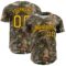 Custom Camo Gold-Black Woodland Forest Camouflage Authentic Salute To Service Baseball Jersey