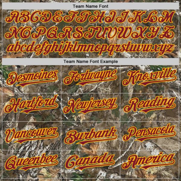 Custom Camo Crimson-Gold Woodland Forest Camouflage Authentic Salute To Service Baseball Jersey