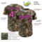Custom Camo Pink-Navy Woodland Forest Camouflage Authentic Salute To Service Baseball Jersey