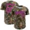 Custom Camo Pink-Navy Woodland Forest Camouflage Authentic Salute To Service Baseball Jersey