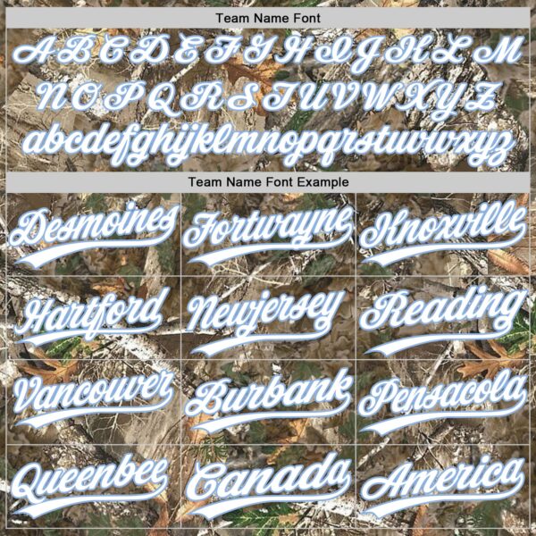 Custom Camo White-Light Blue Woodland Forest Camouflage Authentic Salute To Service Baseball Jersey