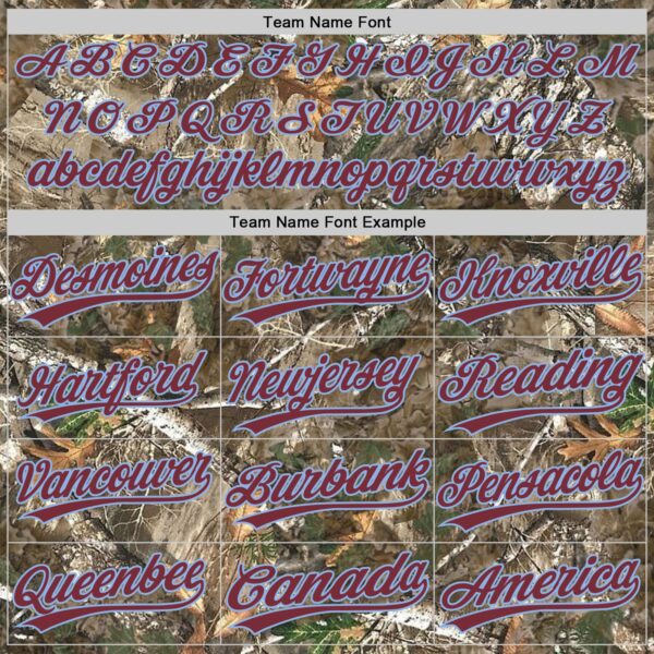 Custom Camo Burgundy-Light Blue Woodland Forest Camouflage Authentic Salute To Service Baseball Jersey