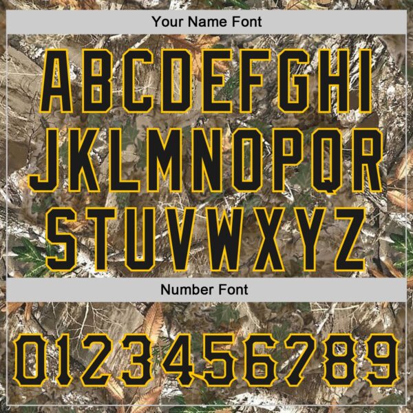 Custom Camo Black-Yellow Woodland Forest Camouflage Authentic Salute To Service Baseball Jersey