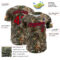 Custom Camo Red-Navy Woodland Forest Camouflage Authentic Salute To Service Baseball Jersey