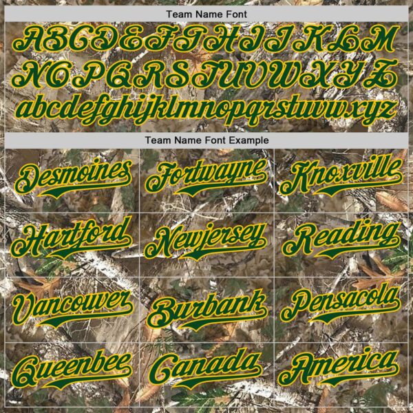 Custom Camo Green-Yellow Woodland Forest Camouflage Authentic Salute To Service Baseball Jersey