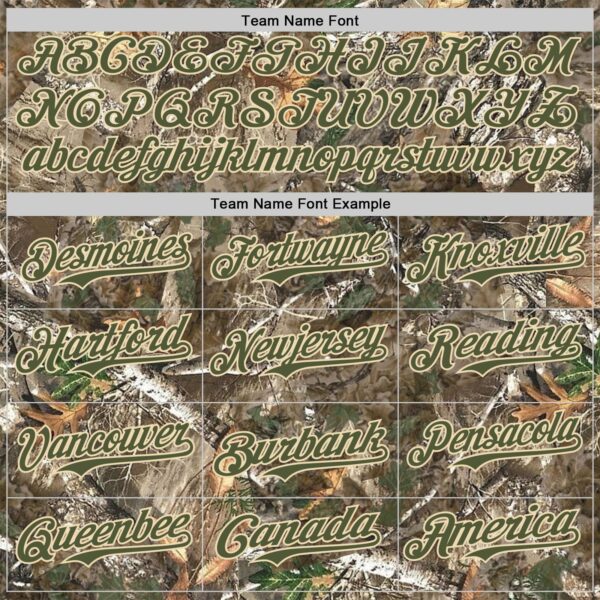 Custom Camo Olive-Cream Woodland Forest Camouflage Authentic Salute To Service Baseball Jersey