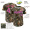 Custom Camo Light Blue Black-Pink Woodland Forest Camouflage Authentic Salute To Service Baseball Jersey