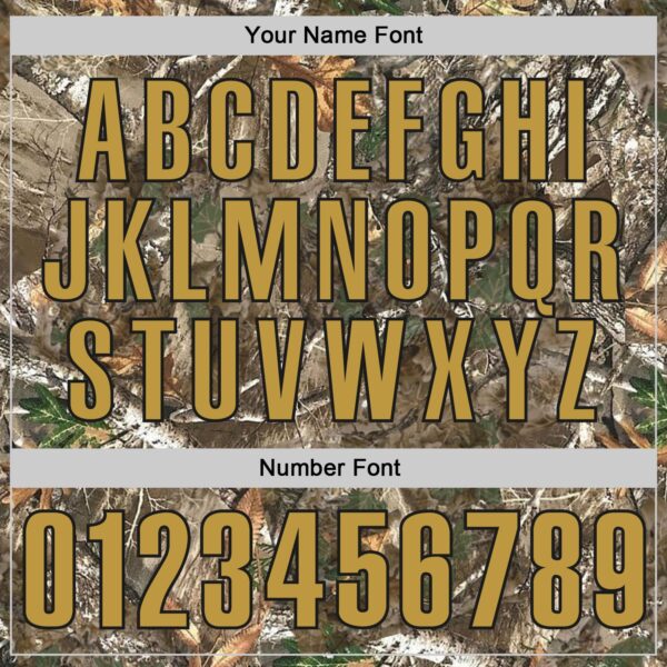 Custom Camo Old Gold-Black Woodland Forest Camouflage Authentic Salute To Service Baseball Jersey