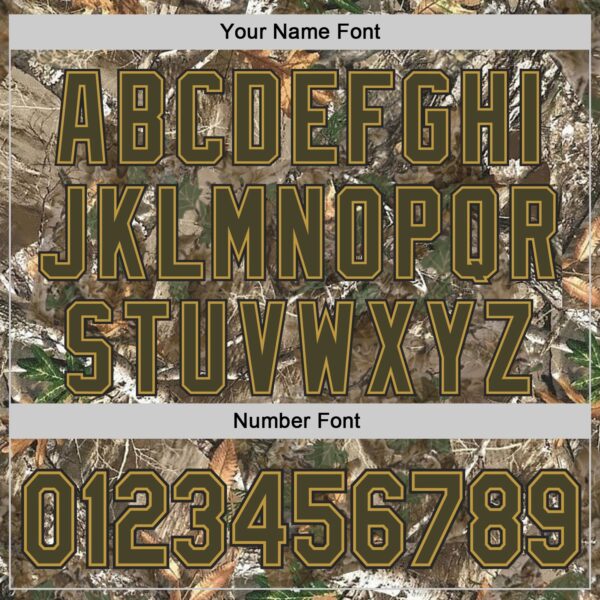 Custom Camo Olive Old Gold-Black Woodland Forest Camouflage Authentic Salute To Service Baseball Jersey