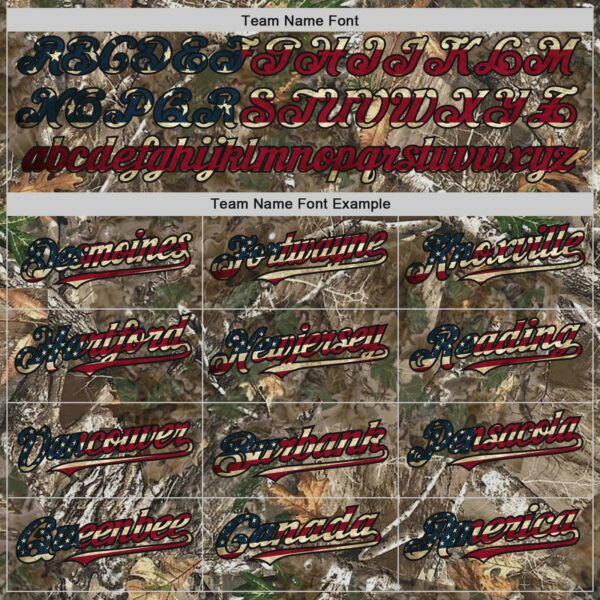 Custom Camo Vintage USA Flag Olive-Black Woodland Forest Camouflage Authentic Salute To Service Baseball Jersey
