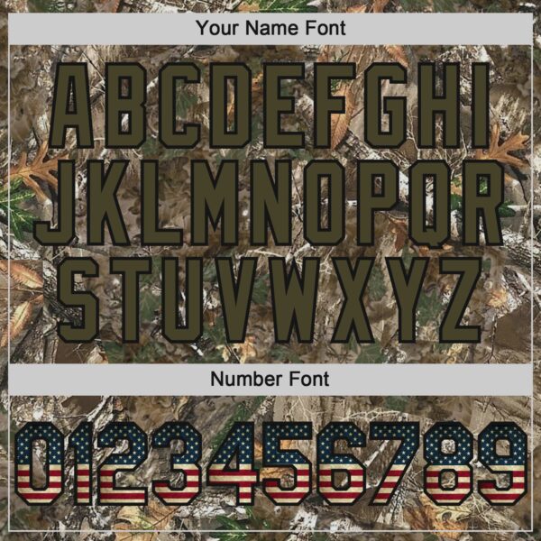 Custom Camo Vintage USA Flag Olive-Black Woodland Forest Camouflage Authentic Salute To Service Baseball Jersey